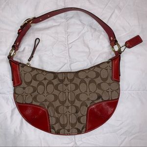 Coach Soho Signature Logo Red Leather Trim #11371